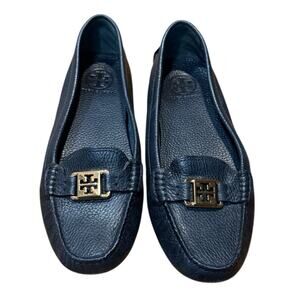 Tory Burch Navy Pebbled Leather Loafer/Driving Moccasin 9.5